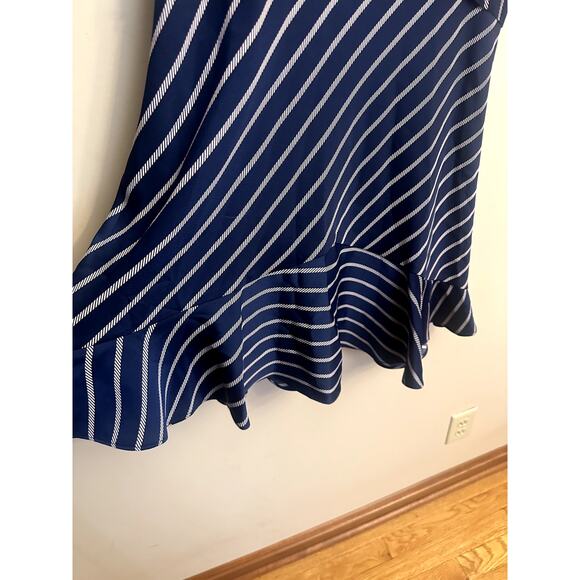 Banana Republic Navy Stripe Ruffle Midi Dress – Size 8 - Picture 4 of 5